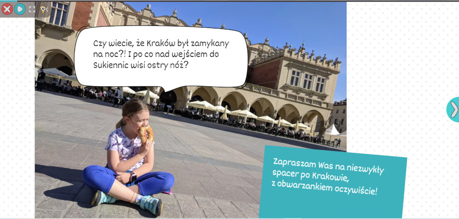 zrzut ekranu z aplikacji Z obwarzankiem po Krakowie